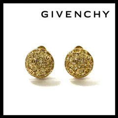Y【GIVENCHY】Gロゴ パヴェ ラインストーン イヤリング ラウンド ゴールド/金カラー ヴィンテージ ジバンシー/ジバンシィ (46308NY3a)