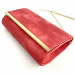 新品 未使用 大人可愛い2WAYパーティーバッグ ピンク ゴールドバー付きクラッチ 結婚式・二次会・お呼ばれ・フォーマルに