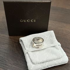 [人気商品] GUCCI グッチ カットアウト シルバー アイコンロゴリング 幅広リング 13号 指輪 silver925 メンズ レディース