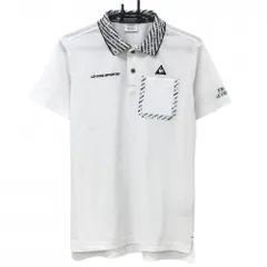 ★SALE価格★【超美品】ルコックゴルフ 半袖ポロシャツ 白×黒 襟英字 胸ポケット メンズ L ゴルフウェア le coq sportif