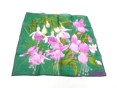 ■新品同様■ ChristianDior クリスチャンディオール 花柄 ハンカチーフ レディース グリーン系×パープル系 DJ8243