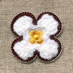 アンティークフランス 菫 スミレと実の赤糸刺繍 スカラップ