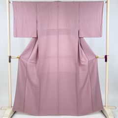 SK-032 色無地 広衿 袷 波の地紋様 衿袖裾仕付け糸付 紅藤色 美品 