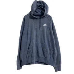 NIKE ロゴスウェット パーカー L ブルーグレー ナイキ スポーツ プルオーバー 裏起毛 ポケット付き 古着卸 アメリカ仕入 a612-7966