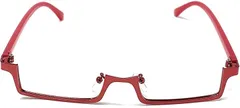 TOKYO GOODS MARKET レンズなし スクエア アンダーリム 伊達メガネ 下フレーム ファッションメガネ フリーサイズ( レッド,  Free Size)