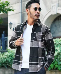 新品 未使用 JIGGYS SHOP(ジギーズショップ)ネルチェックシャツ 210775 ブラック×グレーのサムネイル
