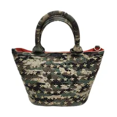 DIAVEL スタッズ カモフラ柄 バッグ 迷彩 キャンバス 2WAYバッグ ハンドバッグ ユニセックス 【中古】 22509K87