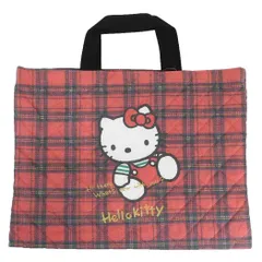 【メール便】ハローキティ レッスンバッグ キルティングバッグ 50th チェック サンリオ ワタナベ ジュニアお稽古かばん 新学期準備雑貨 女の子 キャラクター グッズ 