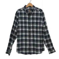 Eddie Bauer/エディーバウアー オンブレチェックシャツ チェック柄 ネルシャツ 長袖 シャツ ボタンダウン オーバーサイズ SRILANKA製 メンズ XL ブラック\ホワイト/グレー/グリーン/イエロー/ブルー