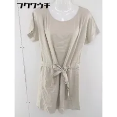 ◇ ◎ LAUTREAMONT ロートレアモン サテン調 ノーカラー 半袖 ミニ ワンピース サイズ 38 ベージュ レディース  【中古】 【1109010011460】