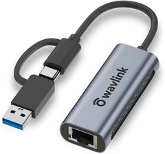 M1対応！WAVLINK WL-NWU330GCA USB-C 2.5G有線LANアダプター/USB-C USB3.0 2in1 LAN変換コンバーター/高速転送/コンパクト/在宅勤務、オンライン会議に適用