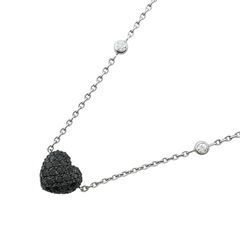 ショパール Chopard ハートモチーフダイヤ/ブラックダイヤ　ネックレス K18WG ジュエリー