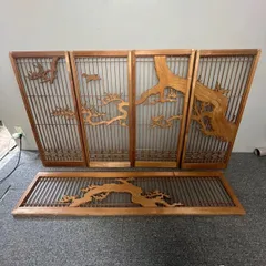 【昭和レトロ】古民家建具 窓枠 木枠　曇りガラス ① ⭐︎ 昭和 レトロ 古民家建具 4枚 セット窓枠 曇りガラス 木枠