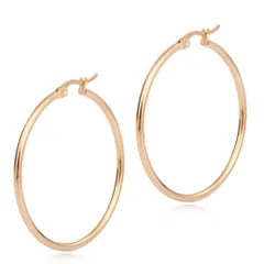 【幅2×外径40mm 色：ゴールド 1ペア】[Adelina Style] フープピアス 大きめ 人気 リングピアス レディースピアス サージカルステンレス 金属アレルギー対応 両耳用 イヤリング プレゼント