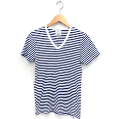 B&Y ユナイテッドアローズ BEAUTY&YOUTH ビューティー&ユース カットソー Tシャツ ボーダー Vネック 半袖 コットン 綿 S ホワイト 白 ネイビー 紺 /FT47