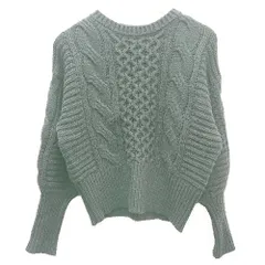 ◇ vis-`a-vis ビサビ クルーネック ケーブル編み シンプル 長袖 ニット セーター サイズF ブラック レディース E  【1303090006136】