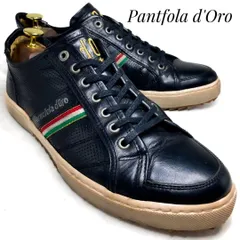 Pantofola d’oro パントフォラドーロ パンチングレザー スニーカー 黒 ブラック 約25.5cm　革靴 スニーカー サッカー カジュアル 本革 本皮 メンズ