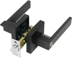 YEZOND ドアノブ トイレ 室内 浴室 レバーハンドル 鍵なしアルミニウム合金の主体(ET003鍵なし-黒)