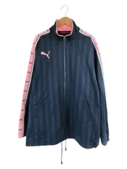 プーマ PUMA ジャージ トラック ジャケット ロゴ 刺繍 ボーダー サイズS～M ネイビー ピンク バイカラー 国内正規 QQQ