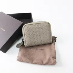 定番 アイテム ボッテガヴェネタ BOTTEGA VENETA イントレチャート レザー ラウンドジップ ミニウォレット/ベージュ【2400014049350】