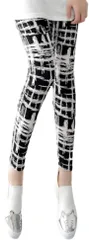 ドナリー レギンス スパッツ レギンスパンツ 柄物 チェック プリント カラー レディース(チェックペイント,  Free Size)