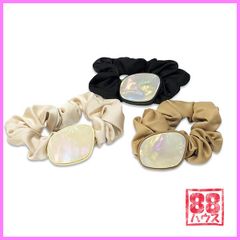 【 全色セット まとめ売り ★】 シェル プレート サテン シュシュ ヘアアクセ ヘアゴム ゴム ヘア アクセサリー ヘアアクセサリー ヘアアレンジ 髪留め かわいい おしゃれ 大人 ペア お揃い シェア 秋 HA037 韓国