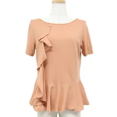 DEMYLEE デミリー コットン Tシャツ カットソー トップス オレンジ 朱色 S フリル 春夏 ペプラム きれいめ オフィスカジュアル フェミニンのサムネイル