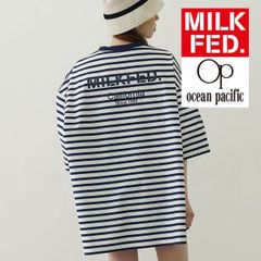 ミルクフェド 水着 ラッシュガード レディース tシャツ Tシャツ MILKFED OP RASH GUARD POCKET TEE 103252011008 ティーシャツ ネイビー ボーダー op ブランド UVカット milkfed オーシャンパシフィック