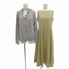ユニクロ UNIQLO タグ付き 2点セット ウルトラストレッチ エアリズムノースリーブワンピース UVカットメッシュパーカー 長袖 M ベージュ グレー /FT