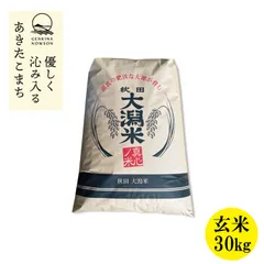 令和7年産　あきたこまち　特別栽培米　１等玄米　検査袋　３０kg　※沖縄配送不可のサムネイル