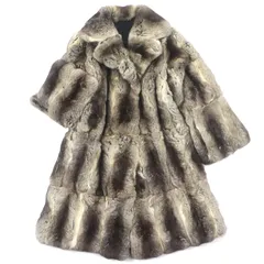 美品■フェンディ　チンチラファー付き　コート　ボリューム襟　大きいサイズ 美品□フェンディ チンチラファー付き コート ボリューム襟