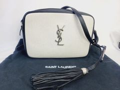 サンローラン ルー カメラバッグ レザー キャンバス オフホワイト ブラック ショルダーバッグ SAINT LAURENT