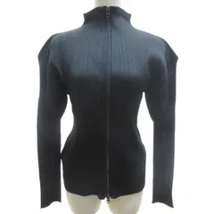 プリーツプリーズ PLEATS PLEASE イッセイミヤケ 10AW ボトルネックジップアップジャケット 長袖 ハイネック ブルゾン ブラック 黒 3 約Lサイズ PP04-JD351 0610のサムネイル
