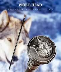 杖 ウルフ 刻印 丸型 Wolf 狼 オオカミ アニマル 杖 つえ ステッ