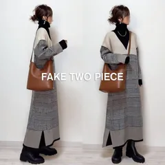 ニット ワンピース   レディース 即購入OK ハイネック ニットワンピ 長袖 重ね着風 レイヤード風 ロング丈 マキシ丈 配色 切り替え 体型カバー ゆったり シンプル カジュアル おしゃれ かわいい 秋 冬xzzhang713