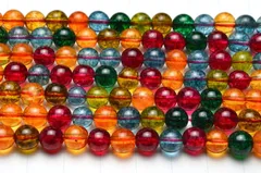 クラック水晶マルチカラー ミックス 6mm １連（約38cm） パワーストーン 天然石 _R1092