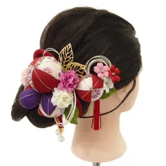 髪飾り 成人式 つまみ細工 赤 振袖 前撮り 袴 花 浴衣 夏祭り 花火大会 2点セット 白 房つき かんざし 和柄 ちりめん 古典 レ No.9-3360