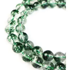 【天然石】グリーンファントムクォーツ ビーズ ブレスレット用 一連 10mm【約38粒入り】パワーストーン 手芸 ハンドメイド NS-032