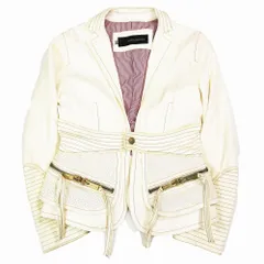 07SS DSQUARED2 ディースクエアード レザーテーラードジャケット アウター アイボリー サイズ40 レディース /SGW