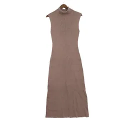 MOUSSY マウジー 秋冬★ タートルネック リブ ニット ノースリーブ タイト ロング ワンピース Sz.2 レディース ベージュ