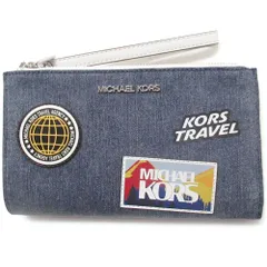 【新品 未使用】MICHAEL KORS マイケルコース アウトレット 財布 ジェット セット トラベル ラージ デニム リストレット ウォレット 長財布 スマホケース 35R5STVW3C DENIM