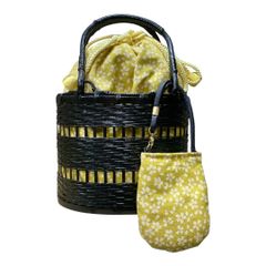 【🌟訳あり大特価🌟定価9,350円】ME-A-346 天藍坊 2WAY  竹かご巾着　籠バッグ  巾着 夏 祭り 花火大会 シンプル 大人  レディース　ミニマリスト　ケース　ポシェット　小物入れ　収納　お出かけ　雑貨　グッズ　かわいい 小桜 からし色