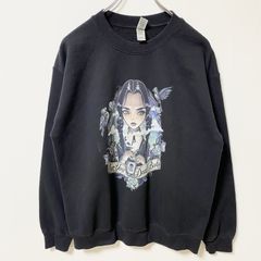 古着 used　GILDAN ギルダン　ウェンズデー　アダムス　長袖プリントスウェット　トレーナー　黒　ブラック　秋冬服　Mサイズ