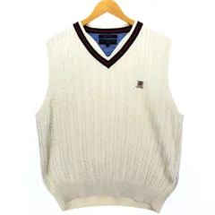 古着 00年代 トミーヒルフィガー TOMMY HILFIGER GOLF ケーブル編み Vネック コットンニットベスト メンズL相当/eaa478636