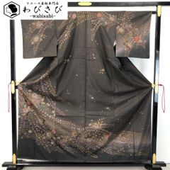 名古屋帯 紬 縦縞模様 四角の幾何学模様 海松色 O-5122 - メルカリ
