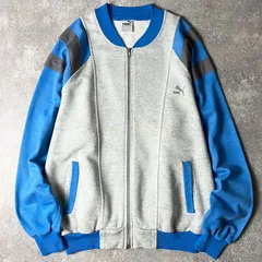 80s PUMA 2トーン 切替 スウェット ジャージ ジャケット / 80年代 ビンテージ プーマ トレーナー トラック ワンポイント ロゴ
