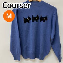 Courser コーサー トップス 長袖 ニット ブルー レディース 日本製 Mサイズ【CT1190】