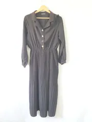 ◇ ⊇ SPRAY PREMIUM 長袖 ロング丈 ワンピース サイズM ブラック系 レディース E  【1507230016164】