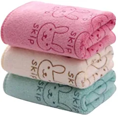 【早発】l バスタオル 速乾 吸水 マイクロファイバー 肌触り良い 大判 キャラクター うさぎ柄 こども 70×140cm 3枚セット