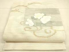 平和屋着物＊夏物　絽綴れ　八寸名古屋帯　流水草花文　金銀糸　正絹　逸品　DAAU8235cm